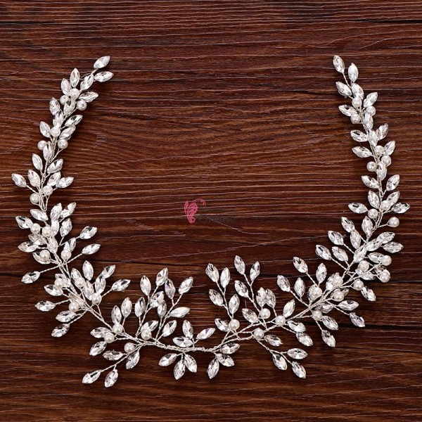 Accesoriu elegant pentru decor par AP002BB Argintiu cu cristale Argintii + 4 agrafe